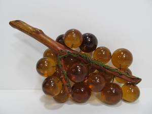Vintage Mid Century Amber Lucite Grape Cluster