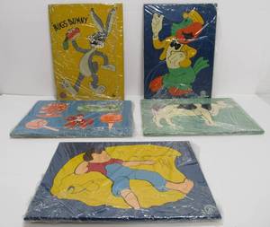 5 Vintage 1930s Era Wooden Puzzles - Disney