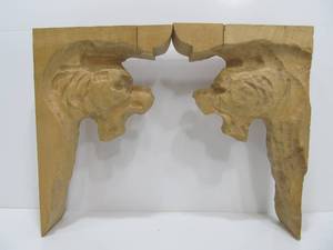 Matching Pair of Vintage 1950s Hand Carved Wooden Folk Art Architectural Corner Brackets