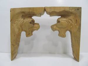Matching Pair of Vintage 1950s Hand Carved Wooden Folk Art Architectural Corner Brackets