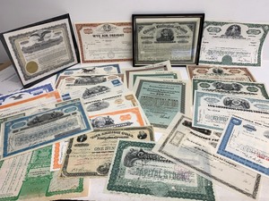 Large Lot of Vintage &amp Antique Stock Certificates
