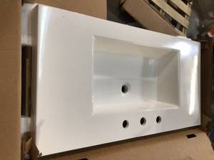 lot 3 image: Home Decorators Collection Greenview 36.50 in. W x 18.75in Dx 36.27 H single Sink Bath Vanity in Pearl Gray with White Top (review all pictures)