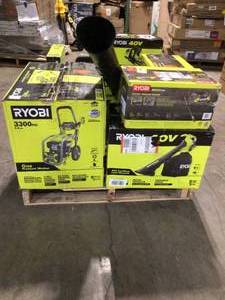 lot 23 image: Pallet with assorted Ryobi Outdoor tools various models and conditions customer returns see pictures