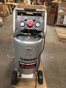 lot 28 image: Husky 20 GAL. Vertical Electric-Powered Silent Air Compressor (working condition) review pictures