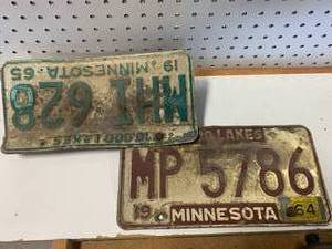 Lot of Two Vintage 1960s License Plates