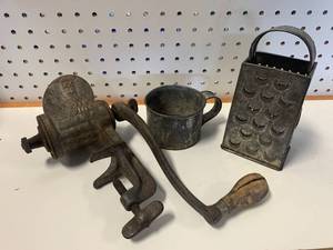 Metal Vintage Items including Keen Cutter Meat Grinder