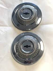 1967 Chevelle Set of 2 Dog Dish   Black Bow Tie Hubcaps