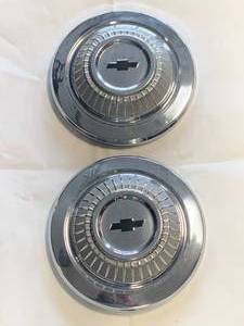 1967 Chevelle Set of 2 Dog Dish Black Bow Tie Hubcaps