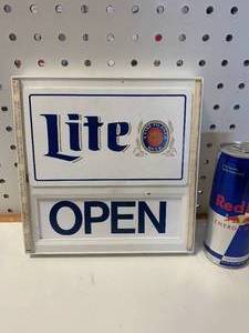 1983 Miller Lite Calendar Open  Close Sign
