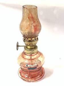 Antique Pioneer Village Oil Lamp 4 12  inch Tall