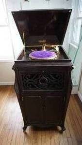 lot 1 image: WORKING Victrola Silvertone Phonograph-Shelves In Lower Front Cabinet To Store Record Albums-On Casters-48 H  x  23 12 Wide  x  24 Deep