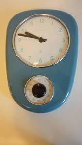 lot 8 image: MCM Retro KitchenTime Battery-Operated Blue Kitchen Clock with Timer
