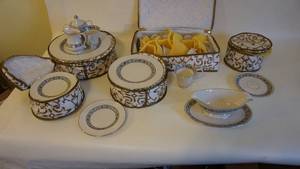 lot 23 image: 68-Piece Pickard China BARCELONA Pattern Service for 12 -COMPLETE 5-Piece Place Setting -Original case