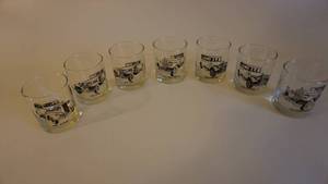lot 56 image: MCM Collectible Classic Car Low Ball Drink Glass Set of Six