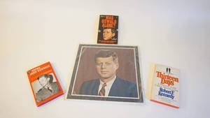 lot 66 image: JFK Memorial Vinyl Record Album Speeches w Three Paperback Books