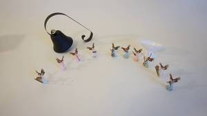 lot 67 image: MCM Miniature Plastic Angels Figures with Musical Instruments  -Vintage Protective Burglar Bell No. 952 NIB -Milk Glass Dish