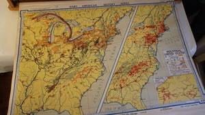 lot 71 image: Very Cool Antique Wall Mount Display of Industrial Agricultural United States Maps -Hawthorn Map Rollers -R. Baxter Blair