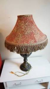 lot 110 image: Beautiful Lamp With Tapestry Fringed Lampshade -31 High