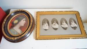lot 111 image: Vintage Framed Cameo Portrait - Vintage Framed Baby Photos from1906