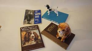 lot 209 image: Collection of Dog Books and Two Dog Figurines