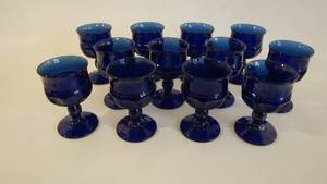 lot 225 image: Twelve Cobalt Blue 4 Goblets---No Chips