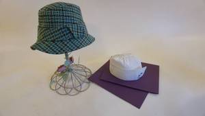 lot 246 image: Unique Find Vintage Nurses LPN Hat--Banana Republic Wool & Rayon Hat--Metal Hat Stand