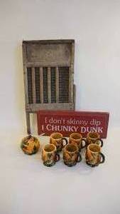 lot 254 image: Antique Washboard--Chunky Sign--Mint Ceramic Tea Set From Japan