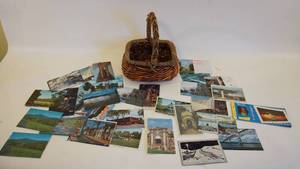 lot 299 image: Vintage Postcards w Basket