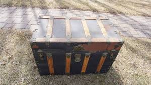 lot 310 image: Antique Chest With Colorful Contact Paper Lining Inside