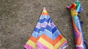 lot 316 image: Colorful Patio Table Umbrella