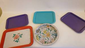 lot 331 image: Five Vintage Metal Serving Trays