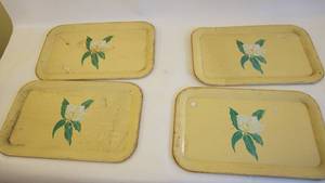 lot 333 image: Four Yellow Metal Serving Trays
