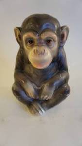 lot 344 image: Vintage Porcelain Monkey Bank -8 Tall