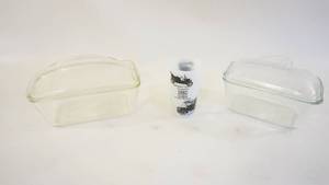 lot 371 image: GlasBake and Westinghouse Covered Refrigerator Jars -Rochester, MN Advertisement Drink Glass