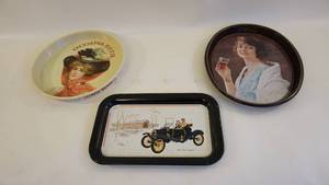 lot 378 image: Three Vintage Metal Serving Trays