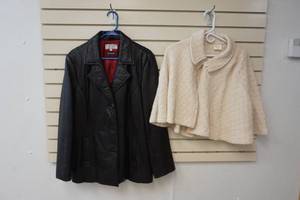 leather coat, shawl