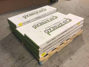 lot 11 image: Lot of 11 Boxes of Sterling OakGray Birch Wood 47 in. L x 12-18 in. D x 2-316 in. H Vinyl Overlay for Stairs 1-18 in. to 1-34 in. T by Cap A Tread Customer Returns See Pictures