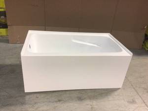 lot 17 image: Voltaire 54 in. x 30 in. Acrylic White, Alcove, Integral, Left-Hand Drain, Apron Rectangular Bathtub in White by Swiss Madison Customer Returns See Pictures