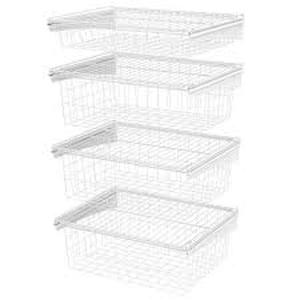 ClosetMaid 27 in. H x 21 in. W White Steel 4-Drawer Wide Mesh Wire Basket