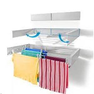 STEP UP 40 in. IndoorOutdoor White Retractable Wall Mount Drying Rack