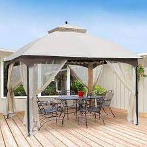 LAUREL CANYON 10 ft. x 12 ft. Beige Soft Top SteelMetal Outdoor Patio Gazebo