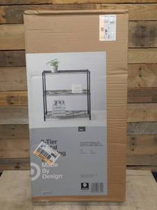 3 Tier Wide Wire Shelf Black - Made By Design