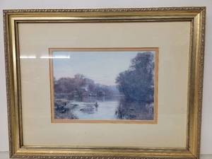 Vintage Pangbourne by George Vicat Cole Art Cottage Thames River England (17 34 x 13 34)