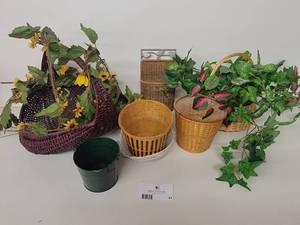Vine basket and Floral Centerpiece with Baskets