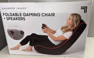 lot 37 image: Sharper Image Foldable Gaming Chair with Onboard Speakers - N