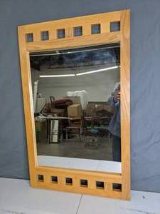 lot 84 image: Wide Wooden Accent Rectangle Mirror - X