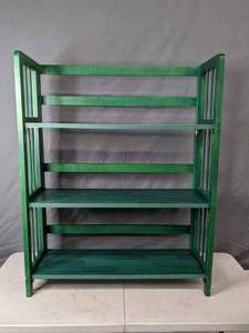 lot 126 image: Green 3-Tier Foldable Bookshelf - X