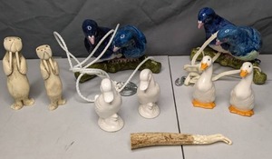 lot 158 image: Collection of Ceramic and TuskBone Figurines Walrus, Pigeons, Ducks and More - X