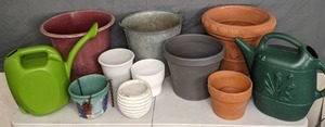lot 160 image: Green Thumb Lot Pots, Pail & Watering Cans - X
