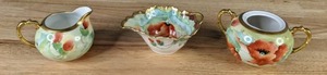 lot 187 image: Antique B MoeM Limoges French Porcelain Hand Painted (3) piece Set - X